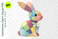 Colorful Wood Patchwork Rabbit Sculpture Clipart Product Image 1