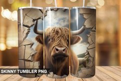3D Highland Cow Cracked Hole PNG Tumbler Design Product Image 1