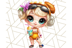 Chibi Summer Girls Clipart PNG, Bright Kawaii Summer Art Product Image 5
