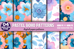 Pastel Boho Digital Paper Patterns Bundle PNG Product Image 3