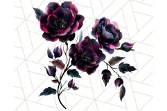 Gothic Floral PNG, Dark Aesthetic Flowers Clipart Print Product Image 5
