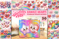 Valentine’s Day Kawaii Hearts Tumbler Wrap PNG Big Bundle Product Image 1