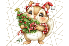 Vintage Christmas Clipart PNG, Cute Animals Holiday Elements Product Image 5