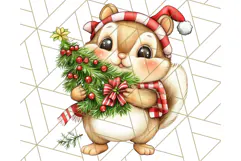 Vintage Christmas Clipart PNG, Cute Animals Holiday Elements Product Image 5