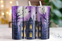 Halloween Haunted House Tumbler Wrap | Sublimation | Tumbler Product Image 1
