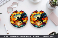 Crows Car Coaster Sublimation| Crows Coaster PNG Design Product Image 1