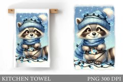Raccoon Kitchen Towel. Christmas Raccoon Kitchen Towel Product Image 1