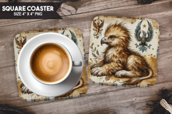 Eagle, Fantasy &amp; Whimsy, Buffalo Plaid Square Coaster PNG Product Image 1