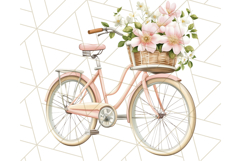 Bicycle with Flowers PNG, Pastel Spring Floral Bike Clipart Product Image 5