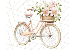 Bicycle with Flowers PNG, Pastel Spring Floral Bike Clipart Product Image 5