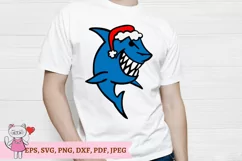 Christmas Shark with Santa hat svg, file for cutting Product Image 4