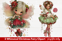 2 Whimsical Christmas Fairy Clipart | Cute Holiday Fairy PNG Product Image 1
