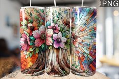 Watercolor Flower Wooden Stump Tumbler - High Quality 3Dpi Product Image 1