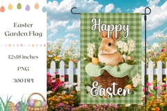 Floral Easter Basket Garden Flag, Happy Easter Print Product Image 1
