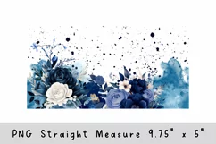 Blue Flower glass can wrap, Watercolor flowers sublimation Product Image 2