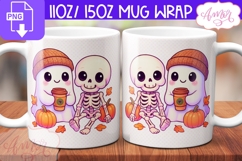 Fall Season mug wrap PNG, Cute Halloween ghost mug PNG Product Image 1