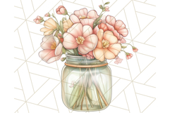 Flowers in Glass Jars PNG, Rustic Floral Watercolor Clipart Product Image 5