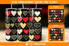 3D Cute Heart Tumbler Wrap Designs, Sublimation Wrap Product Image 1