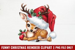 Funny Christmas Reindeer Clipart PNG Product Image 1