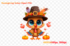 Funny Thanksgiving Turkey Clipart PNG Product Image 1