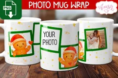 Christmas photo mug wrap PNG, Christmas gingerbread man png Product Image 1