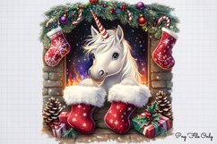 Christmas Unicorns Clipart PNG Product Image 1
