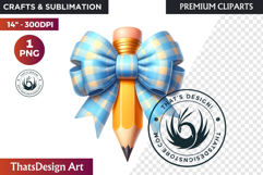 Pastel Coquette Pencil bow Clipart Girly School Supplies Product Image 1