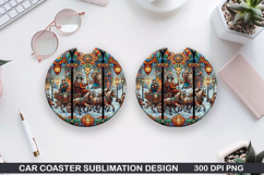 Car Coaster Sublimation| Christmas Coaster PNG Design Product Image 1