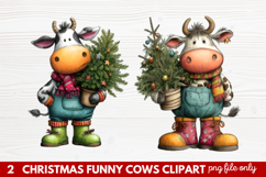 Funny Christmas Cows Clipart | Cute Holiday Farm Animal Product Image 1