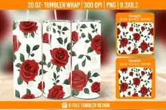 Valentine Rose Tumbler Wrap Designs, Sublimation Wrap Product Image 1