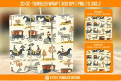 Horse Seemless Tumbler Wrap Designs, Sublimation Wrap Product Image 1