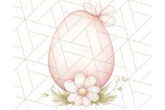 Pastel Pink Easter Bunny Egg and Flowers Clipart PNG Product Image 4
