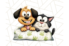 Dog and Cat Friends PNG, Cute Pet Clipart, Funny Animal Art Product Image 5