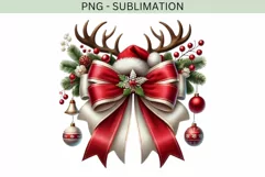 Coquette Christmas PNG, Reindeer Bow and Christmas Design Product Image 4