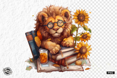 Animals Love Books and Sunflowers Png Product Image 1