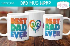 Best Dad ever mug wrap PNG, Father's day mug template PNG Product Image 1