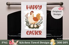 Happy Easter Towel Template, Kitchen Towel Sublimation Product Image 1