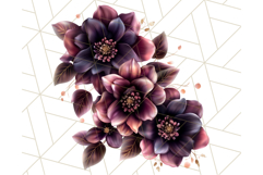 Gothic Floral PNG, Dark Aesthetic Flowers Clipart Print Product Image 5