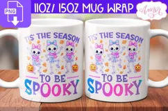 Spooky Season mug wrap PNG, Cute Halloween mug template Product Image 1