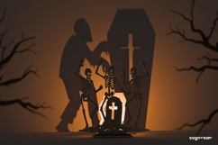 Dancing Skeletons Candle Holder SVG | Laser Cut | SVG Product Image 2