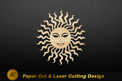 Wooden sun face with wavy rays image Laser Cut Product Image 1