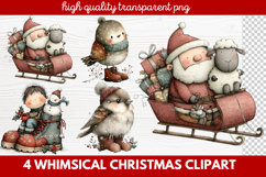 4 Whimsical Christmas Clipart | Cute Holiday PNG Set Product Image 1