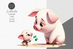 Mother's Day, Piglet clipart, Flowers clipart, Cute animal Product Image 1