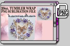 3D Spring Blooms Tumbler Wrap - 20oz Butterfly Design Product Image 1