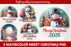 4 Watercolor Merry Christmas PNG | Festive Holiday Product Image 1