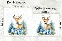 Watercolour Reindeer Lunch Bag Print | Christmas Lunch Bag Product Image 2