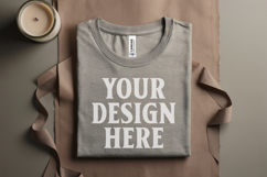 Ash Folded Bella Canvas 3001 Flat Lay T-Shirt Mockup Product Image 1