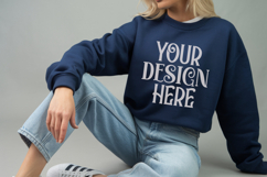 Gildan 18000 Navy blue Sweatshirt mockup Product Image 1
