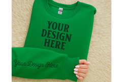 Gildan 18000 Irish Green Sleeve Sweatshirt Mockup Product Image 1