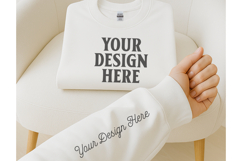 Gildan 180000 White Sweatshirt Sleeve Mockups White Product Image 1
